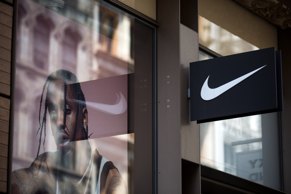 Image: The Nike 'swoosh' logo is displayed outside of the Nike SoHo store, June 15, 2017 in New York City. Nike announced plans on Thursday to cut about 2 percent of its global workforce.