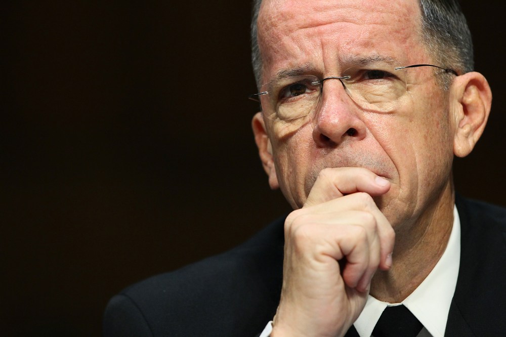 Image: U.S.  Chairman of the Joint Chiefs of Staff Adm. Michael Mullen testifies before the Senate Armed Services Committee Sept. 22, 2011 in Washington
