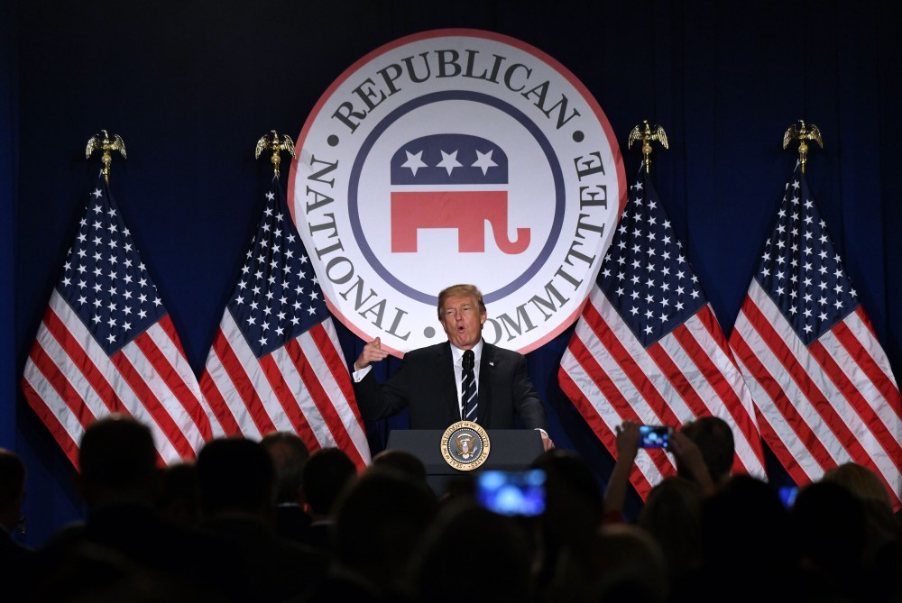 President Donald Trump speaks at the Republican National Committee