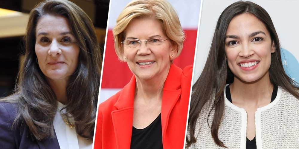 Image: Melinda Gates, Elizabeth. Warren and Alexandria Ocasio-Cortez