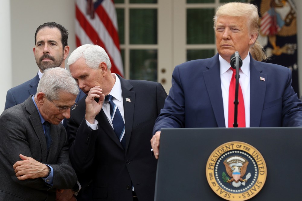 Image: President Trump declares coronavirus pandemic a national emergency during news conference at the White House in Washington