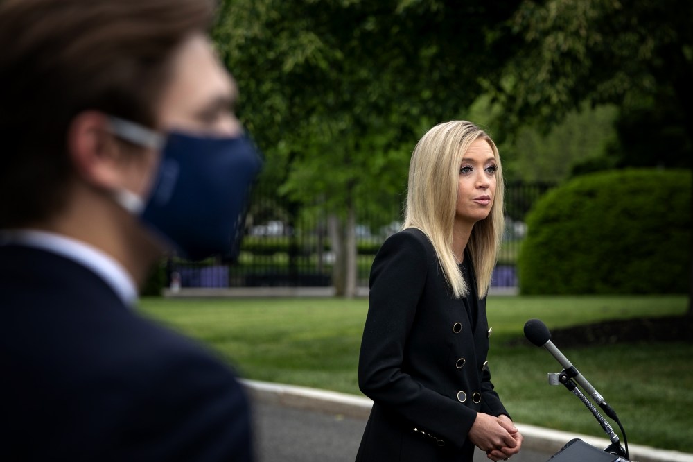 Image: White House Press Secretary Kayleigh McEnany speaks with reporters on May 14, 2020.