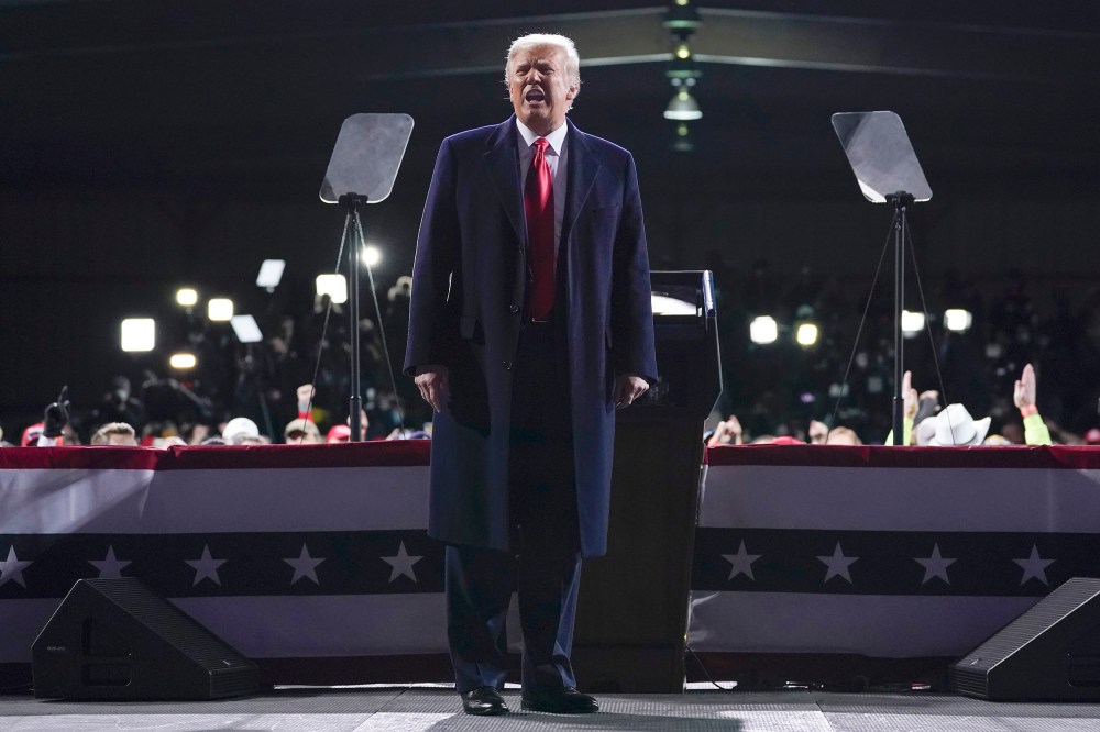 Image: President Donald Trump speaks at a campaign rally for Senate Republican candidates, Sen. Kelly Loeffler, R-Ga., and Sen. David Perdue, R-Ga., at Valdosta Regional Airport