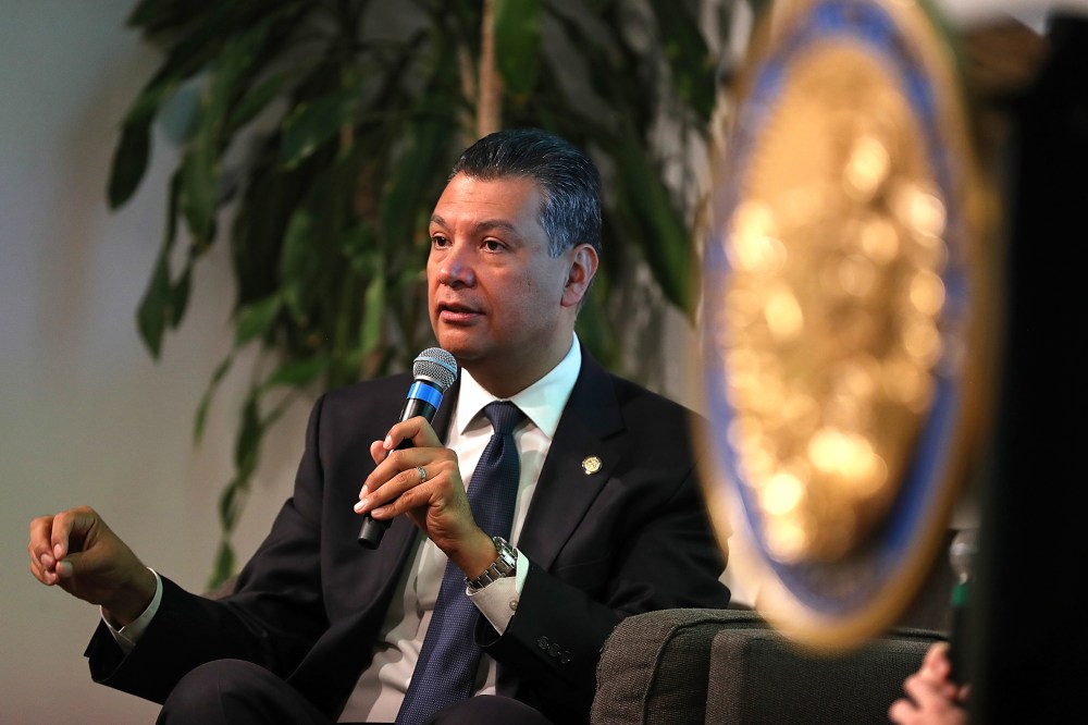 Alex Padilla, California's secretary of state, speaks in San Francisco in 2018.
