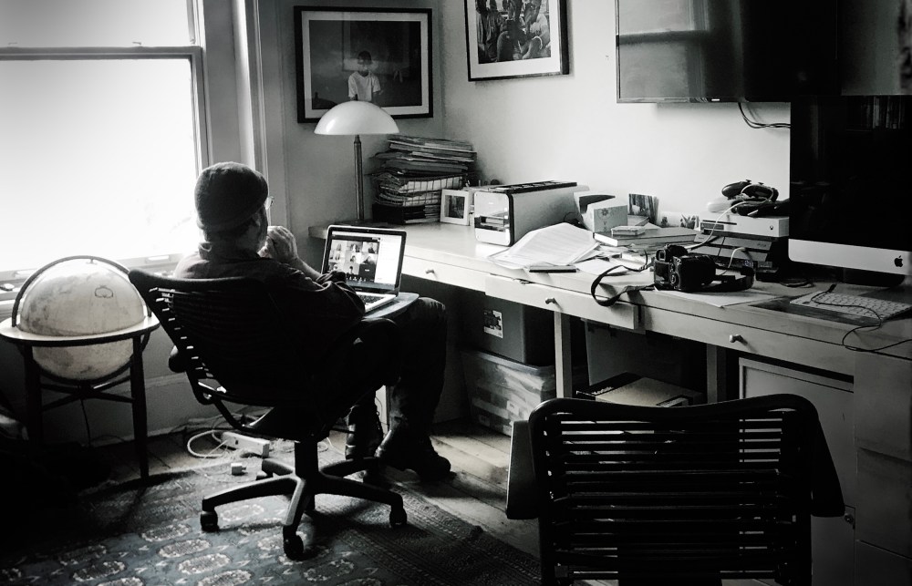 Image: A teacher at New York University conducts class from home in Brooklyn on March 13, 2020.