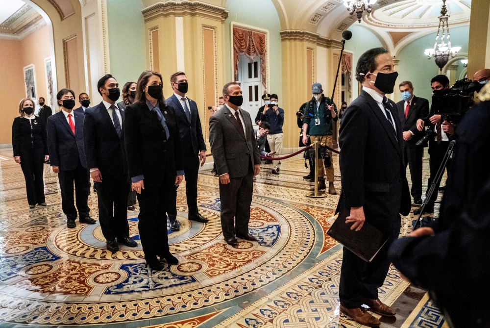 Image: FILE PHOTO: Article of impeachment against former president Trump delivered to Senate