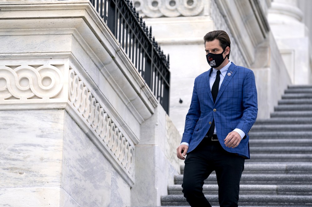 Rep. Matt Gaetz, R-Fla., departs the Capitol on Jan. 4, 2021.