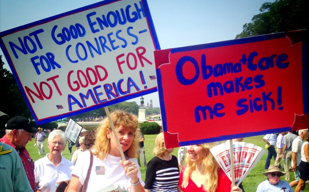 Image: Protesters at a demonstration against Obamacare near the Capitol in Washington on Sept. 10, 2013.