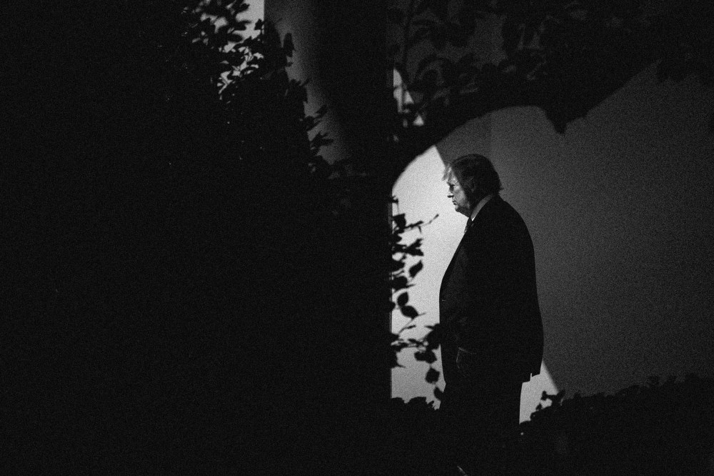 IMage: Then-President Donald Trump walks to Marine One from the White House in 2017.