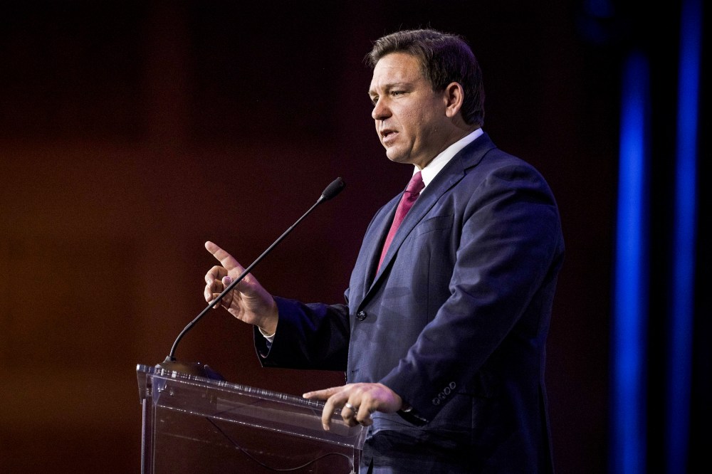 Ron DeSantis, governor of Florida, speaks during the Republican Jewish Coalition Annual Leadership Meeting in Las Vegas on Nov. 6, 2021.