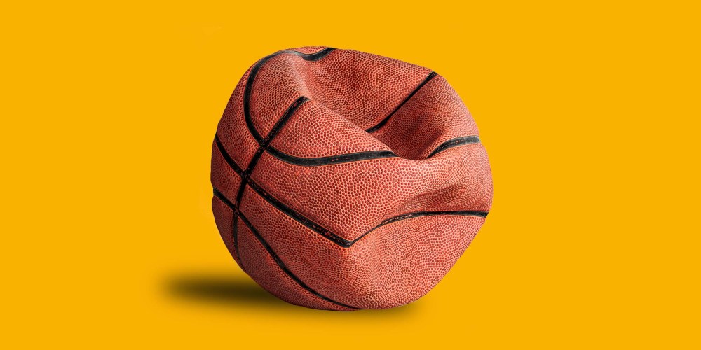 Photo Illustration: A deflateed basketball