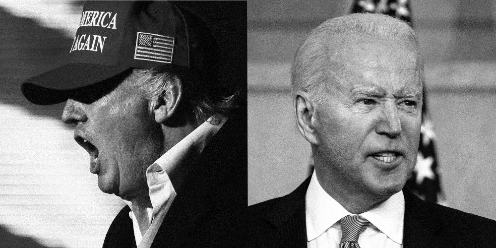 Images of Donald Trump and Joe Biden.