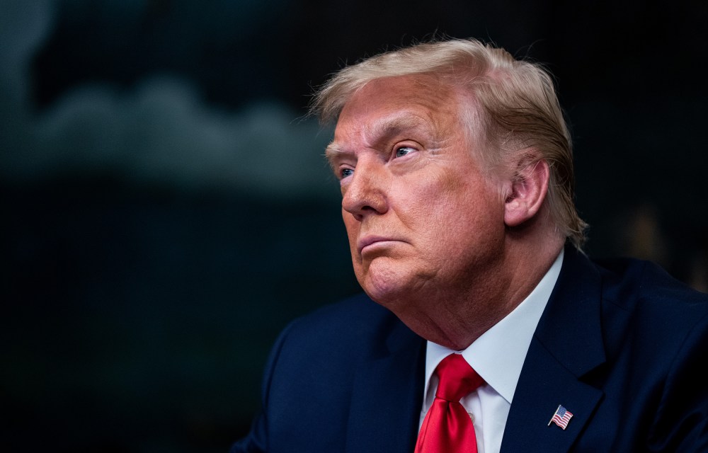 Image: President Donald Trump in the Diplomatic Room of the White House on Thanksgiving on November 26, 2020 in Washington, DC.