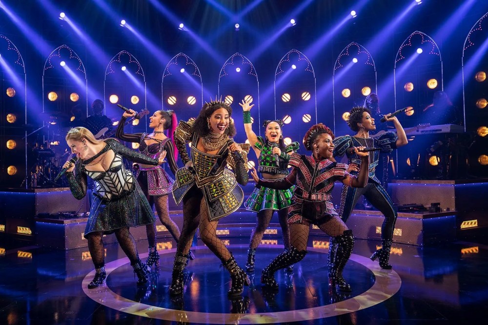 Image: Members of the Tony-nominated Broadway show, SIX perform on stage