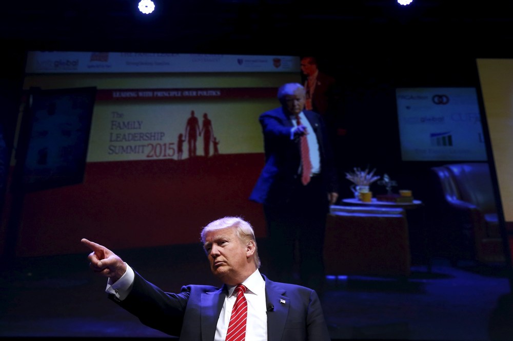 Republican presidential candidate Donald Trump attends the Family Leadership Summit in Ames, Iowa, United States, July 18, 2015. (Photo by Jim Young/Reuters)