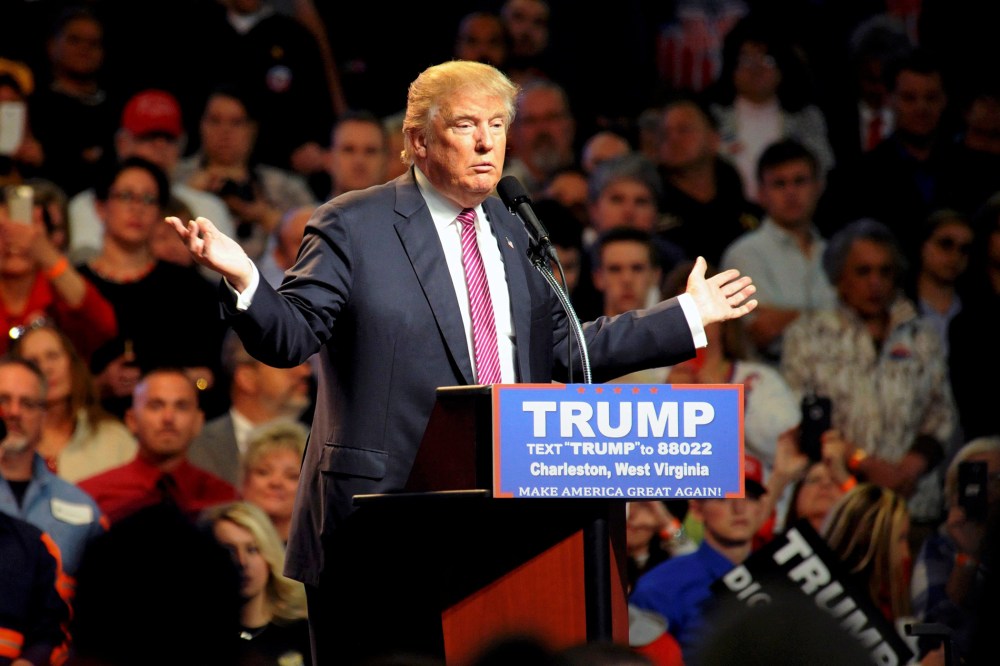 Republican presidential candidate Donald Trump speaks to supporters in Charleston, West Virginia, May 5, 2016. (Photo by Chris Tilley/Reuters)