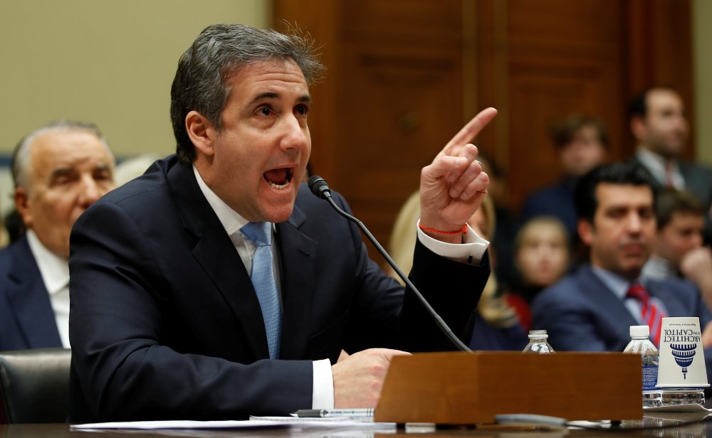 Michael Cohen, the former personal attorney of U.S. President Donald Trump, testifies before a House Committee on Oversight and Reform hearing on Capitol Hill in Washington, U.S., February 27, 2019.