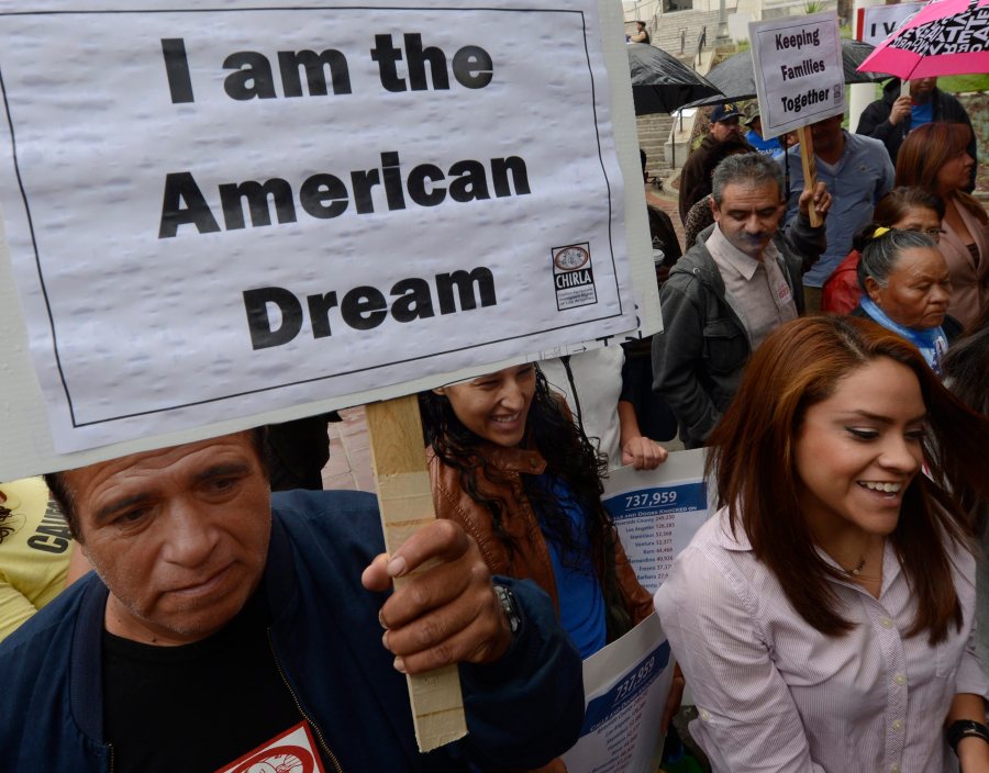 Image: Immigrants rally in front of LA City Hall demanding reform and rights