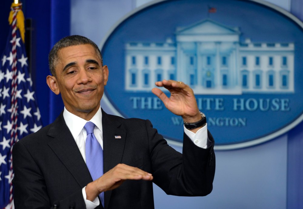 President Barack Obama delivers remarks on the Affordable Care Act in the Brady Press Briefing room at the White House in Washington, D.C., November 15, 2013.