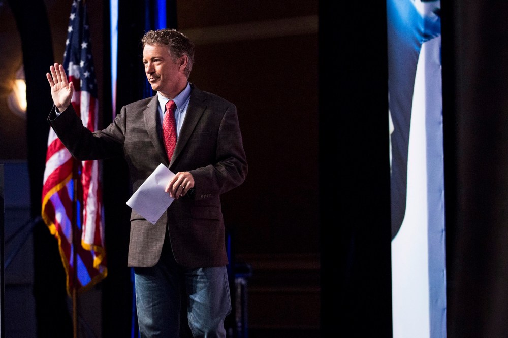 Republican Senator Rand Paul leaves the stage after speaking during the Faith and Freedom Coalition's 'Road to Majority' conference in Washington DC, June 20, 2014.