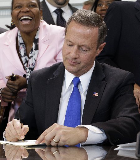 Maryland Gov. Martin O'Malley signs a bill abolishing capital punishment in the state during a ceremony in Annapolis, Md., Thursday, May 2, 2013. Maryland is the first state south of the Mason-Dixon Line to repeal the death penalty. (AP Photo/Patrick...