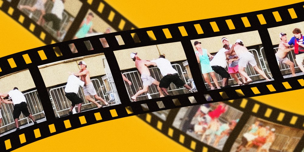 Stills from Montgomery dock fight in a film reel