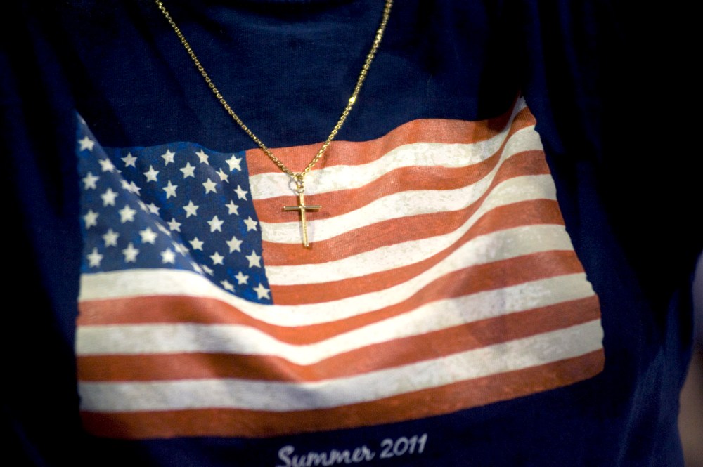 An American flag t-shirt.