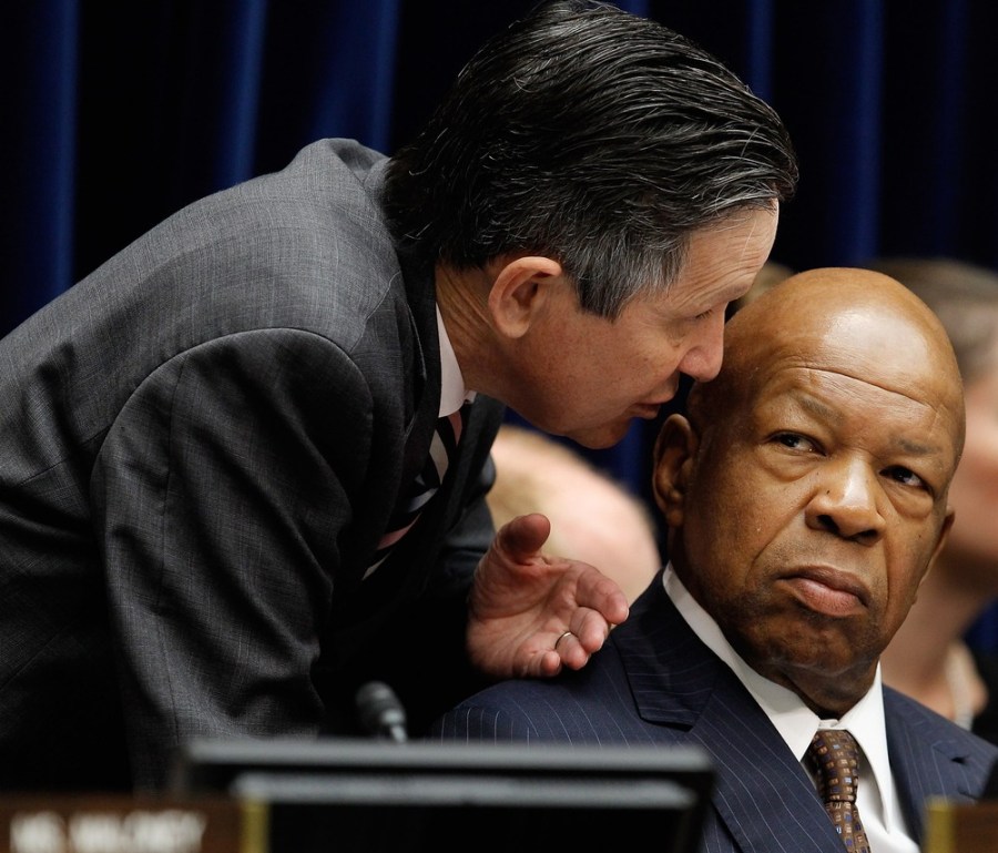 Rep. Elijah Cummings hears from Rep. Dennis Kucinich during a House Oversight Committee hearing on June 20, 2012.