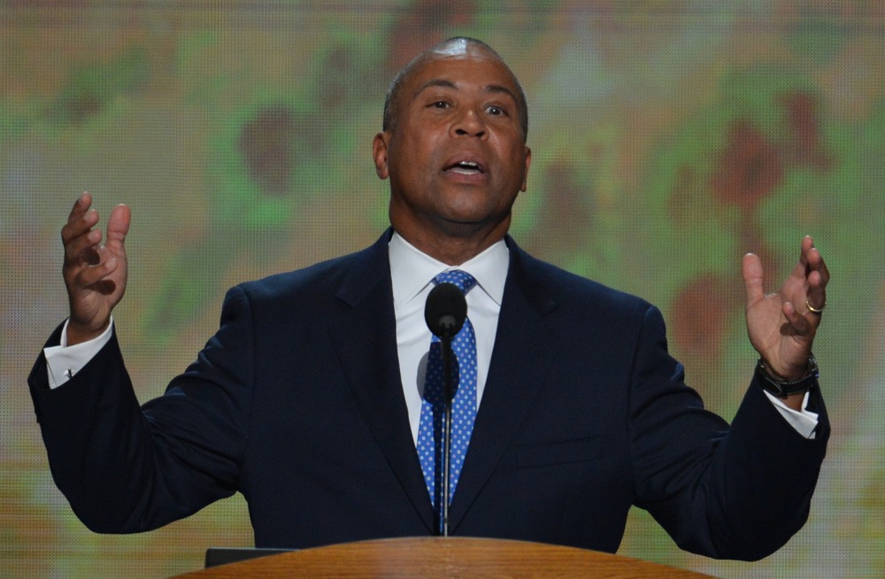 Massachusetts Governor   Deval Patrick speaks at the Time Warner Cable Arena in Charlotte, North Carolina, on September 4, 2012 on the first day of the Democratic National Convention.