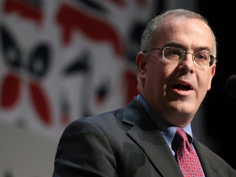 File Photo: Journalist David Brooks speaks at the launch of the unaffiliated political organization known as No Labels at Columbia University in New York City, Dec. 13, 2010. (Photo by Spencer Platt/Getty Images/File)