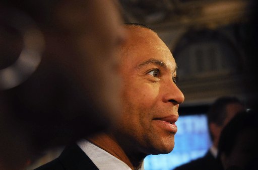 File Photo: Massachusetts Governor Deval Patrick enters Elizabeth Warren headquarters at the Copley Fairmount  Hotel November 6, 2012. (Photo by: Darren McCollester/Getty Images)