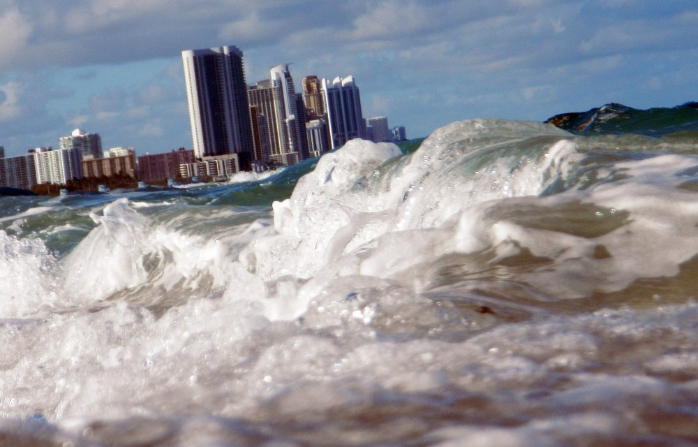 Buildings are seen near the ocean as reports indicate that Miami-Dade County in the future could be one of the most susceptible places when it comes to rising water levels due to global warming on March 14, 2012 in North Miami, Fla. (Joe Raedle/Getty)