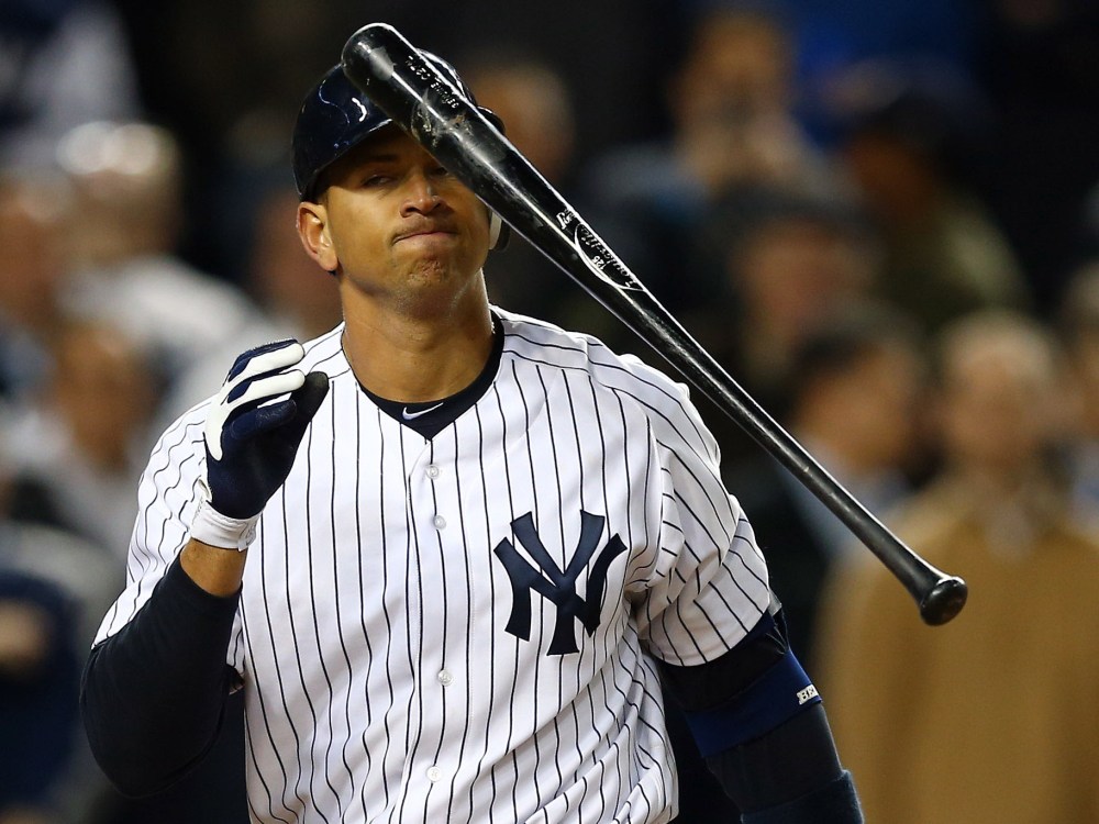File Photo: Alex Rodriguez #13 of the New York Yankees reacts after striking out  during Game Four of the American League Division Series against the Baltimore Orioles at Yankee Stadium on October 11, 2012 in the Bronx borough of New York City.  (Photo...