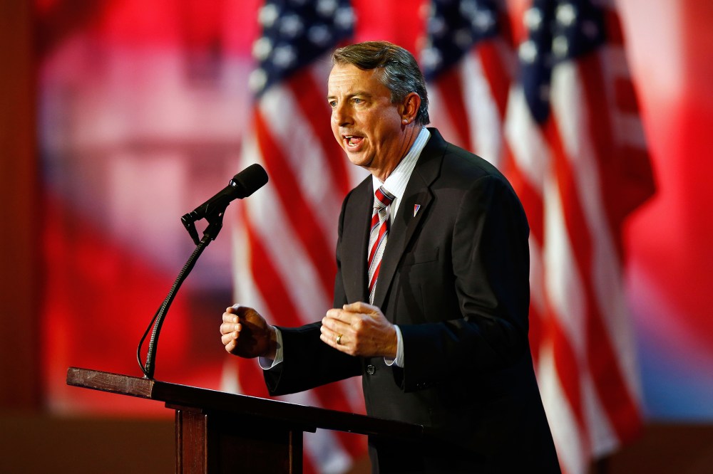 Ed Gillespie speaks to the crowd on stage during Mitt Romney's campaign election night event in Boston, Nov. 6, 2012.