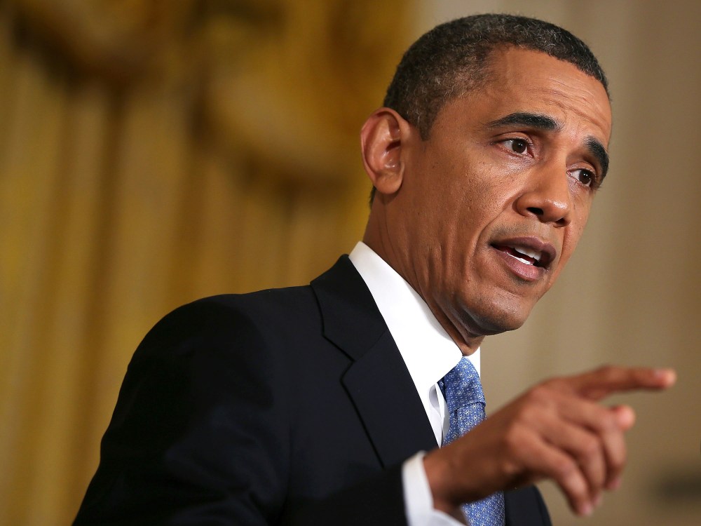 U.S. President Barack Obama speaks during his final news conference of his first term at the East Room of the White House January 14, 2013 in Washington, DC. (Photo by Alex Wong/Getty Images)