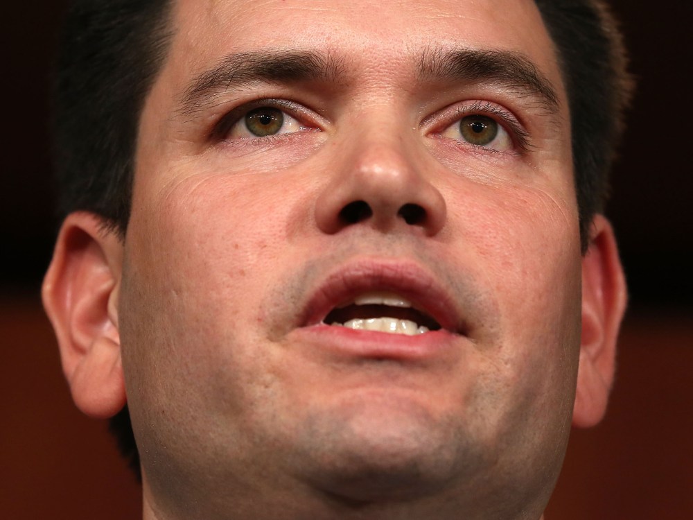 File Photo: U.S. Sen. Marco Rubio (R-FL) speaks during a news conference on a comprehensive immigration reform framework January 28, 2013 on Capitol Hill in Washington, DC.  (Photo by Alex Wong/Getty Images, File)