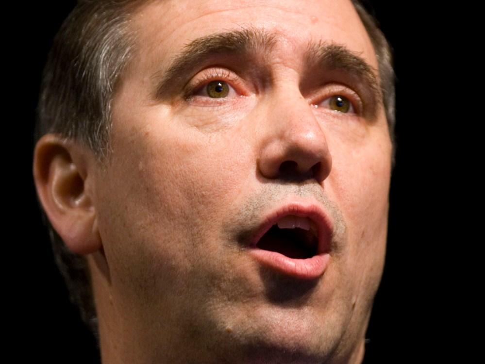 File Photo: In this April 4, 2008 file photo, Oregon House Speaker Jeff Merkley takes part in a debate in Portland, Ore., Friday, April 4, 2008. (Photo by Don Ryan/ AP Photo/File)