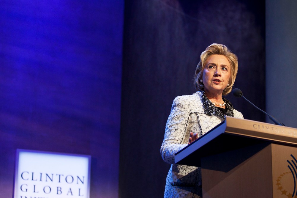 Former U.S. Secretary of State Hillary Clinton speaks during the annual Clinton Global Initiative (CGI) meeting on Sept. 25, 2013 in New York, N.Y. (Photo by Ramin Talaie/Getty)