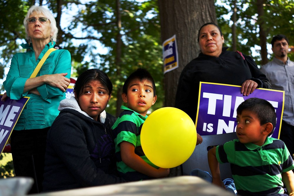 Advocates for immigration reform gather as part of the National Day for Dignity and Respect in New Haven, Connecticut, Oct. 5, 2013.
