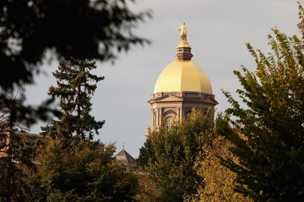 A general view of the "Golden Dome" on the campus of Notre Dame University on October 19, 2013 in South Bend, Ind. (Photo by Jonathan Daniel/Getty)