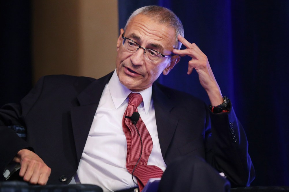 John Podesta moderates a panel discussion at the St. Regis Hotel in Washington, DC., Oct. 24, 2013.