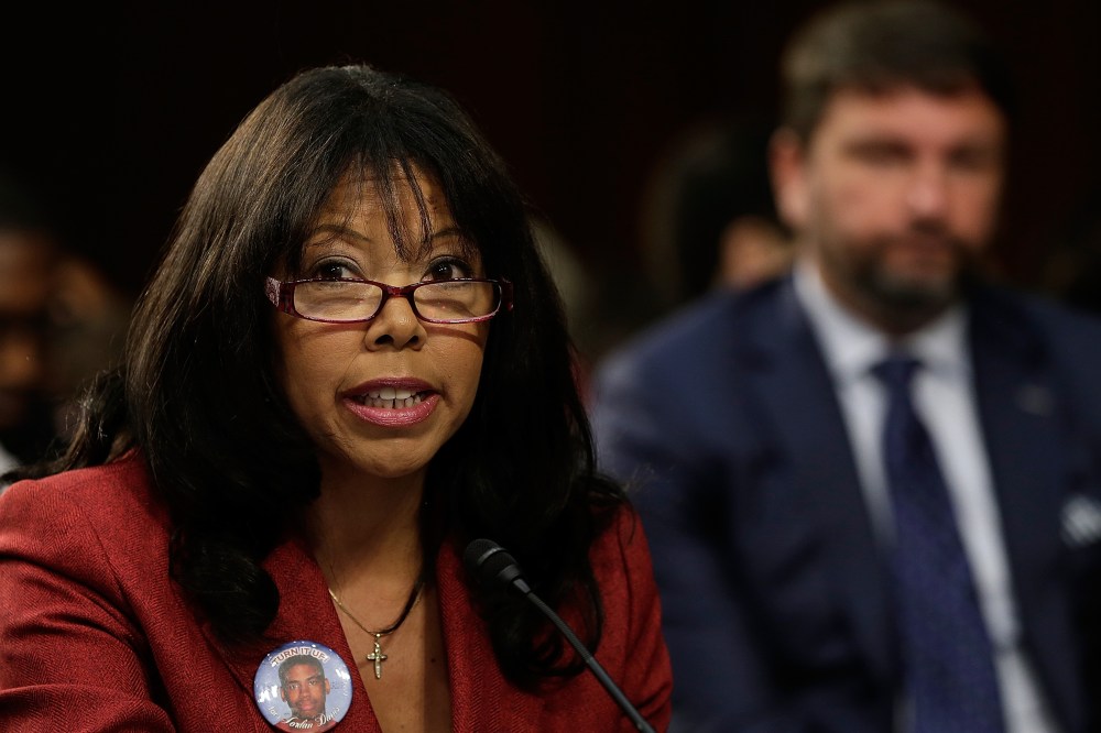 Lucia McBath of Atlanta, Ga., mother of Jordan Davis, testifies during a Senate Judiciary Committee hearing on "Stand Your Ground" laws October 29, 2013 in Washington, DC.