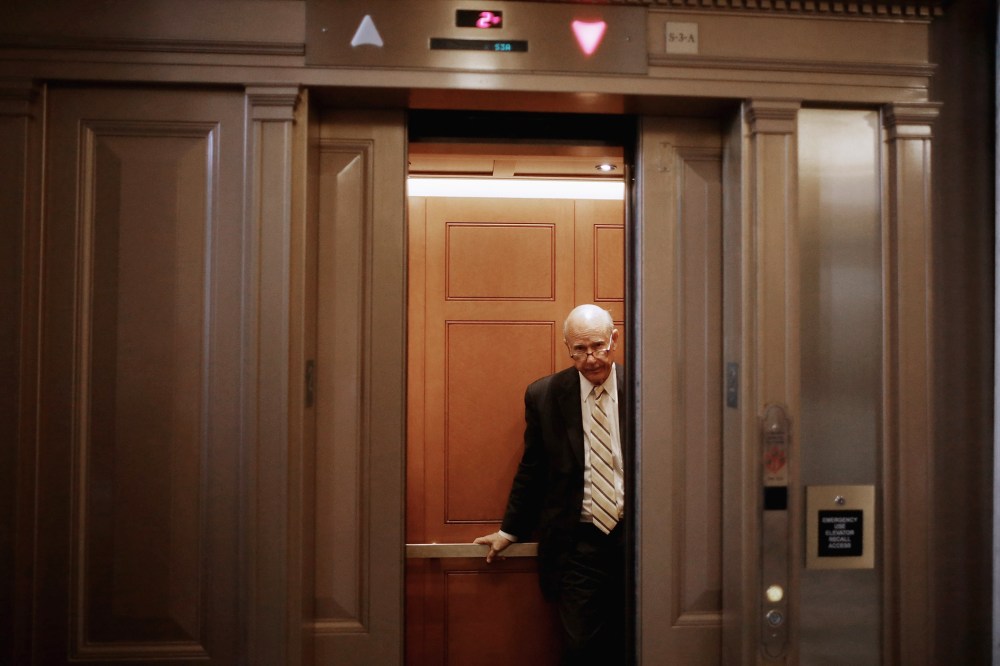 Sen. Pat Roberts (R-KS) takes an elevator at the U.S. Capitol on Nov. 5, 2013 in Washington, DC. (Chip Somodevilla/Getty)