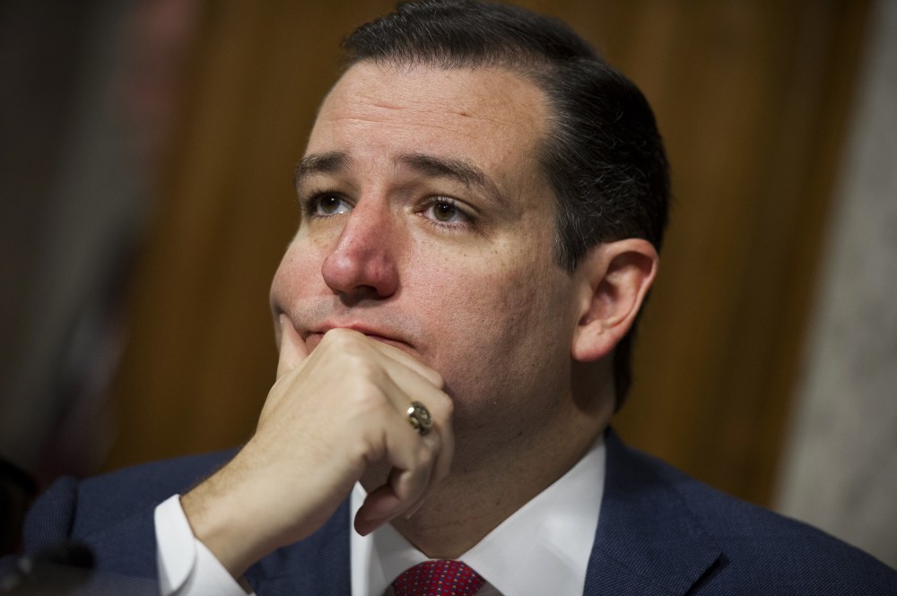 Republican Senator Ted Cruz of Texas attends a hearing on sequestration effects on military budget and spending before the Senate Armed Services Committee on Capitol Hill in Washington, DC, on Nov. 7, 2013.