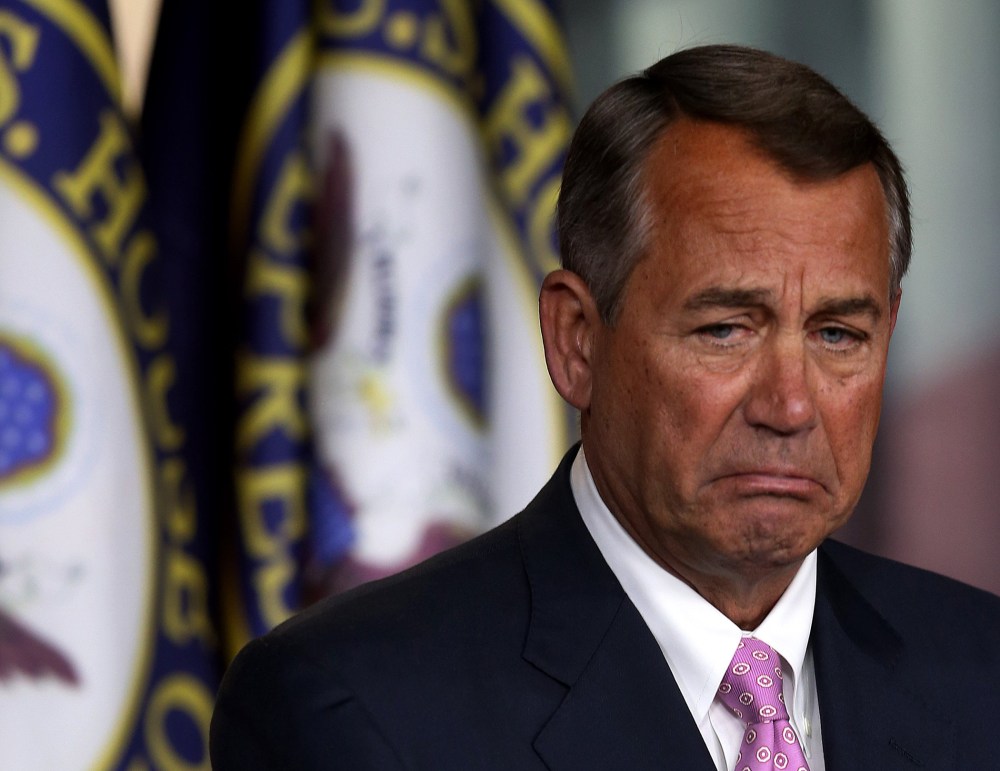 House Speaker John Boehner (R-OH) speaks during his weekly news conference at the U.S. Capitol, November 14, 2013 in Washington D.C.