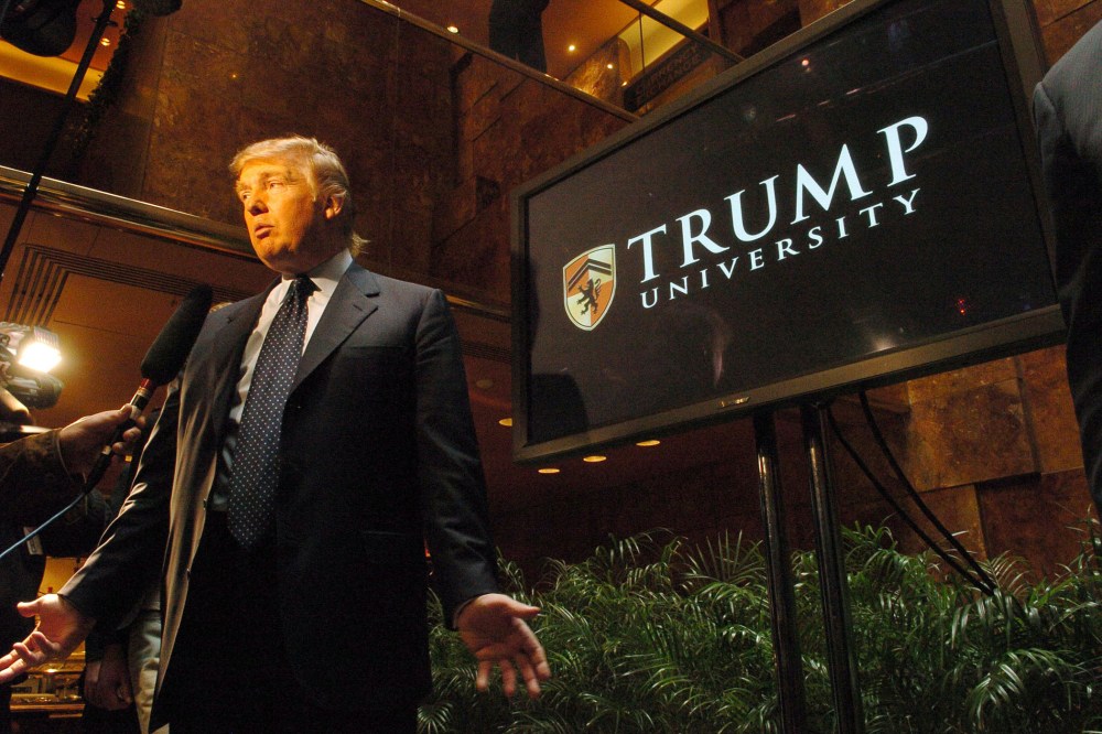 Donald Trump introduces Trump University at a press conference in Trump Tower, New York, May 2005. (Photo by Dan Herrick/KPA/ZUMA)