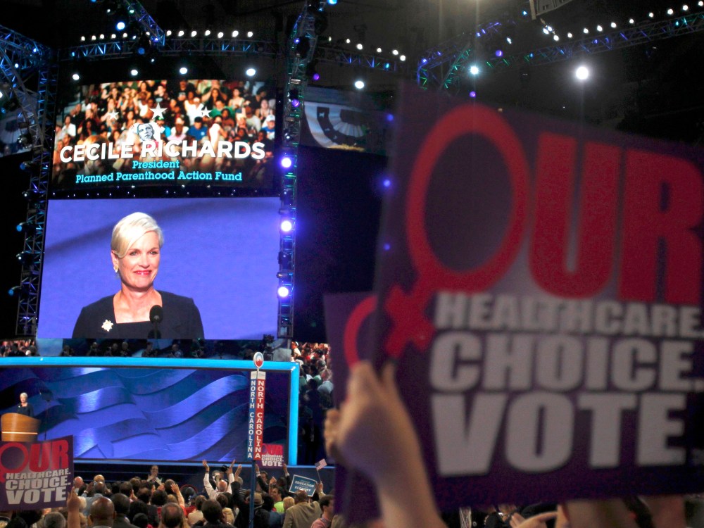FILE PHOTO: Cecile Richards, President of Planned Parenthood Federation of America, addresses the second session of the Democratic National Convention in Charlotte, North Carolina September 5, 2012. (Photo by Jessica Rinaldi/Reuters)