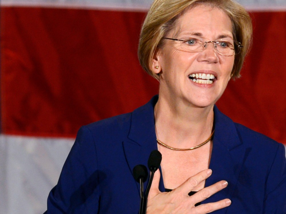 Democratic candidate for the U.S. Senate seat for Massachusetts Elizabeth Warren addresses supporters during her victory rally in Boston, Massachusetts, November 6, 2012. ( Photo by REUTERS/Gretchen Ertl)
