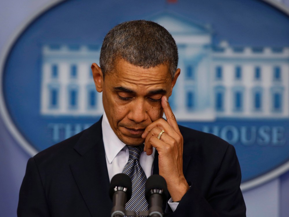 U.S. President Barack Obama speaks about the shooting at Sandy Hook Elementary School in Newtown, Connecticut, during a press briefing at the White House in Washington December 14, 2012. (Photo by Larry Downing/Reuters)