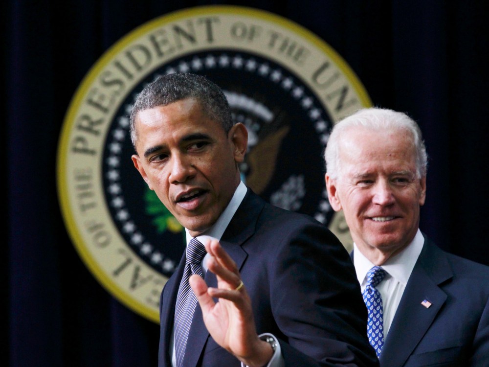 U.S. President Barack Obama (L) unveils a series of proposals to counter gun violence as Vice President Joe Biden looks on during an event at the White House in Washington, January 16, 2013. Vice President Joe Biden delivered his recommendations to...